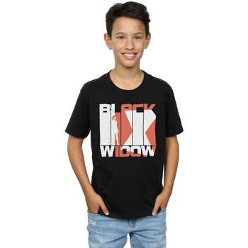 Vêtements Garçon T-shirts manches courtes Marvel Black Widow Movie Bars Logo Noir