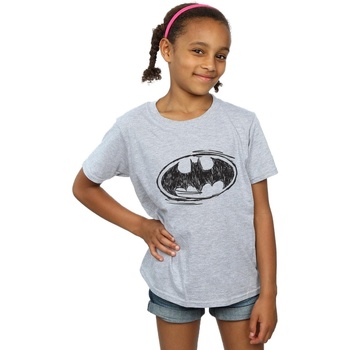 Vêtements Fille T-shirts manches longues Dc Comics Batman Sketch Logo Gris