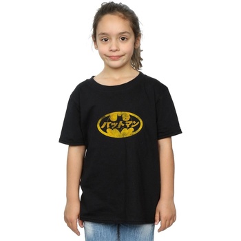 Vêtements Fille T-shirts manches longues Dc Comics Batman Japanese Logo Yellow Noir