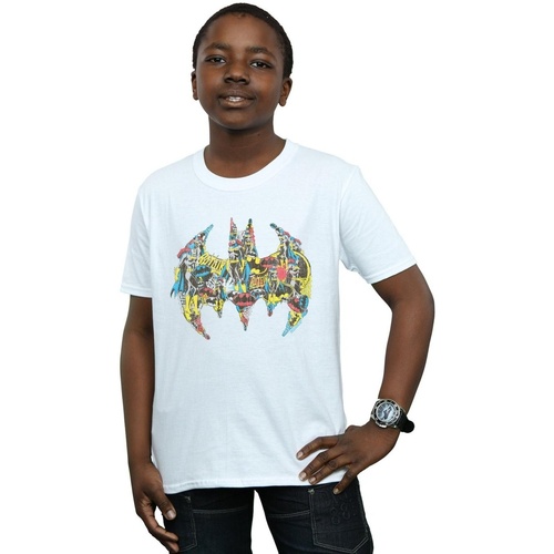 Vêtements Garçon T-shirts manches courtes Dc Comics Batman Batgirl Logo Collage Blanc