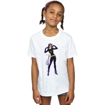 Vêtements Fille T-shirts manches longues Dc Comics Catwoman Happy Pose Blanc