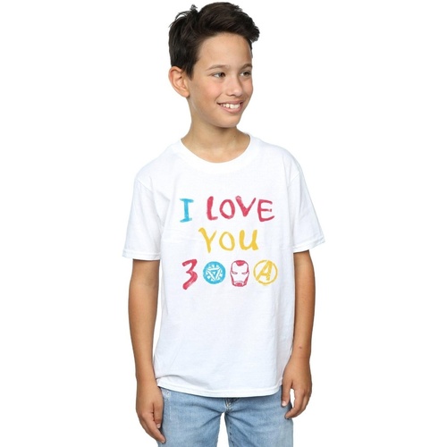 Vêtements Garçon T-shirts manches courtes Marvel Avengers Endgame I Love You 3000 Crayons Blanc