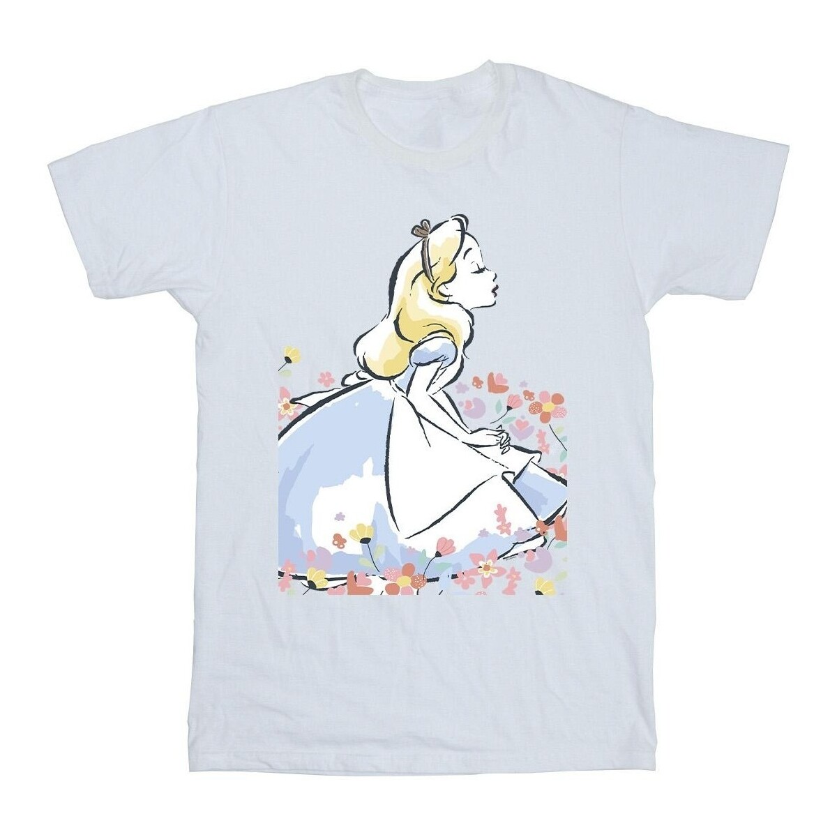 Vêtements Garçon T-shirts manches courtes Disney Alice In Wonderland Sketch Flowers Blanc