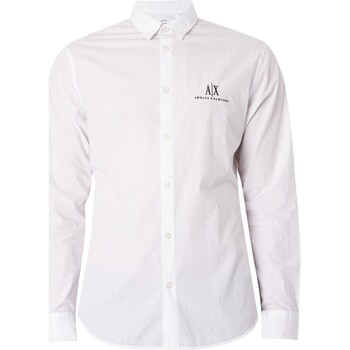 Vêtements Homme Chemises manches longues EAX Chemise à logo sur la poitrine Blanc