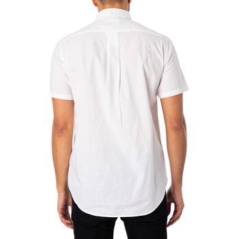 Gant Chemise à manches courtes en coton et lin régulier Blanc