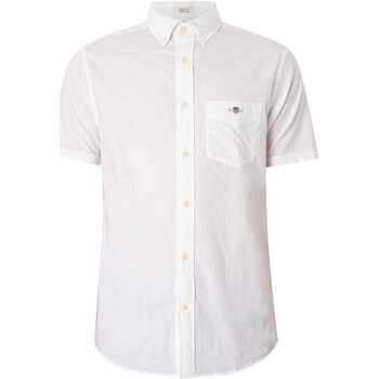 Gant Chemise à manches courtes en coton et lin régulier Blanc