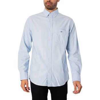 Vêtements Homme Chemises manches longues Gant Chemise Oxford régulière Bleu