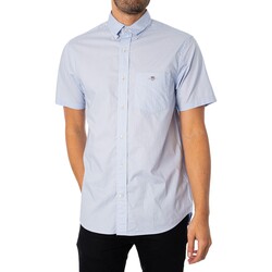 Vêtements Homme Chemises manches longues Gant Chemise à manches courtes en popeline standard Bleu