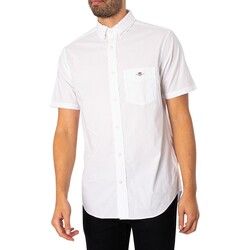 Vêtements Homme Chemises manches longues Gant Chemise à manches courtes en popeline standard Blanc