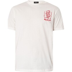 Vêtements Homme T-shirts manches courtes Replay T-shirt à logo graphique au dos Blanc