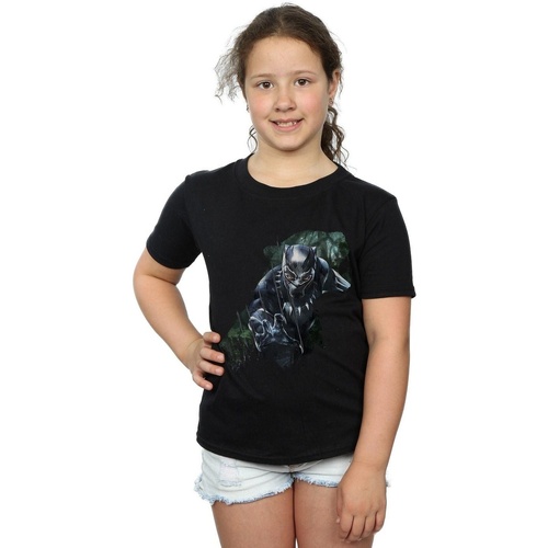 Vêtements Fille T-shirts manches longues Marvel Black Panther Wild Silhouette Noir