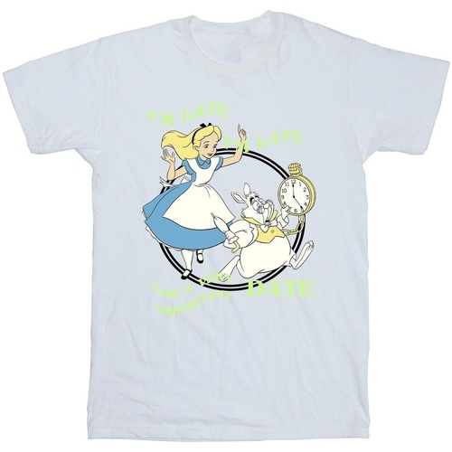 Vêtements Homme T-shirts manches longues Disney Alice In Wonderland I'm Late Blanc
