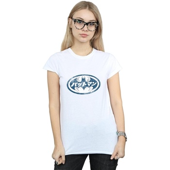 Vêtements Femme T-shirts manches longues Dc Comics Batman Japanese Logo White Blanc