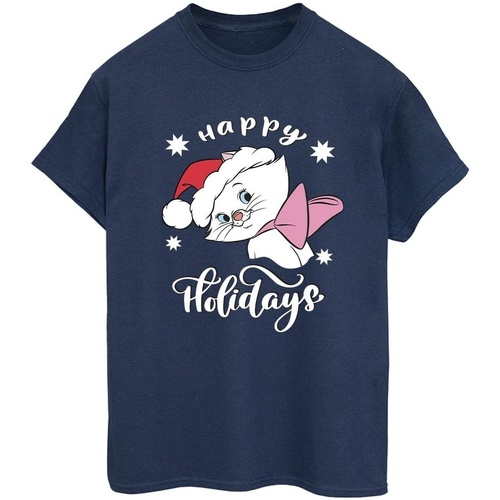 Vêtements Femme T-shirts manches longues Disney The Aristocats Happy Holidays Bleu