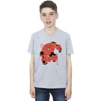 Vêtements Garçon T-shirts manches courtes Disney Big Hero 6 Baymax Suite Pose Gris