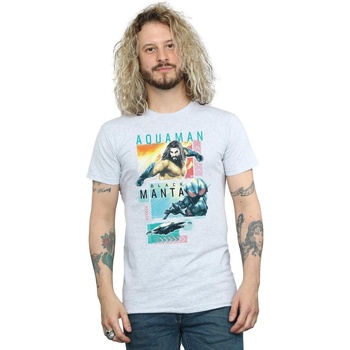 Vêtements Homme T-shirts manches longues Dc Comics Aquaman Character Tiles Gris