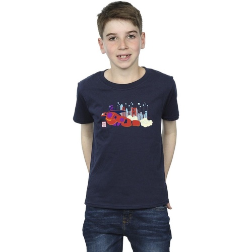 Vêtements Garçon T-shirts manches courtes Disney Big Hero 6 Baymax Hiro Bridge Bleu