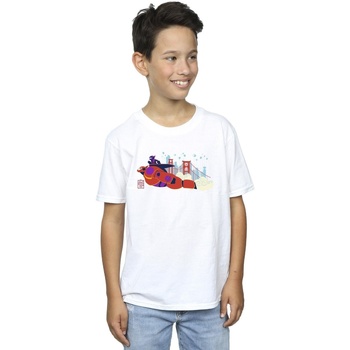 Vêtements Garçon T-shirts manches courtes Disney Big Hero 6 Baymax Hiro Bridge Blanc