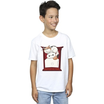 Vêtements Garçon T-shirts manches courtes Disney Big Hero 6 Baymax Frame Support Blanc