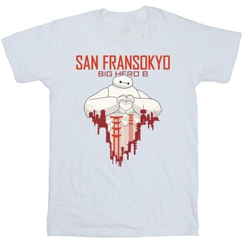 Vêtements Fille T-shirts manches longues Disney Big Hero 6 Baymax San Fransokyo Heart Blanc