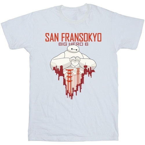 Vêtements Fille T-shirts manches longues Disney Big Hero 6 Baymax San Fransokyo Heart Blanc