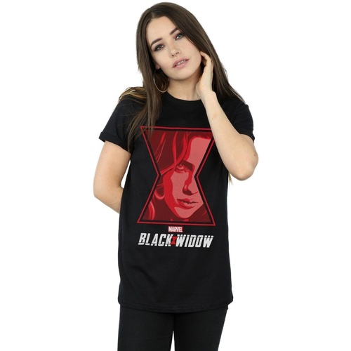 Vêtements Femme T-shirts manches longues Marvel Black Widow Movie Logo Window Noir