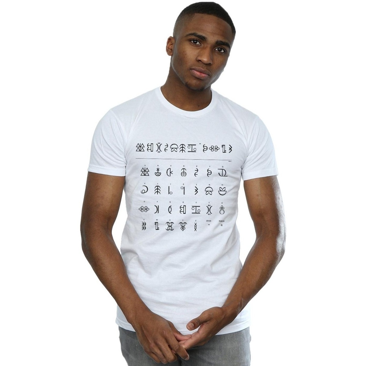 Vêtements Homme T-shirts manches longues Disney Artemis Fowl Gnommish Alphabet Blanc