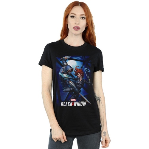 Vêtements Femme T-shirts manches longues Marvel Black Widow Movie Bridge Battle Noir