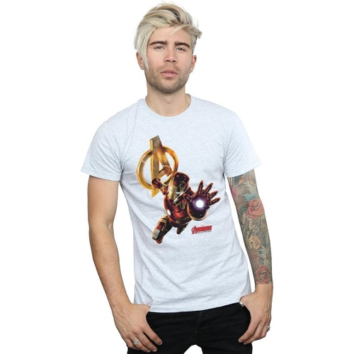 Vêtements Homme T-shirts manches longues Marvel Iron Man Pose Gris