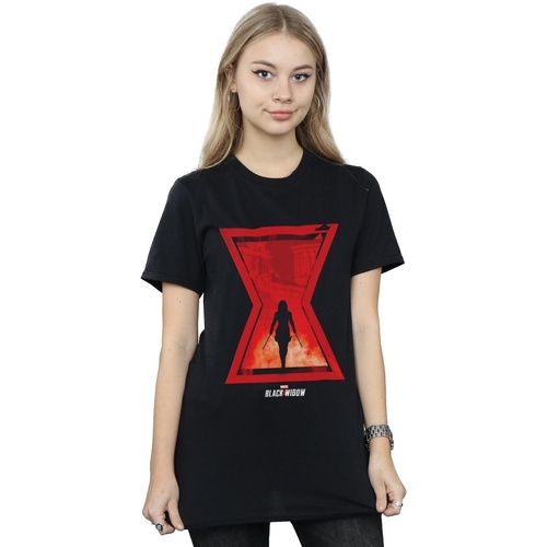 Vêtements Femme T-shirts Manuel manches longues Marvel Black Widow Movie Icon Silhouette Noir