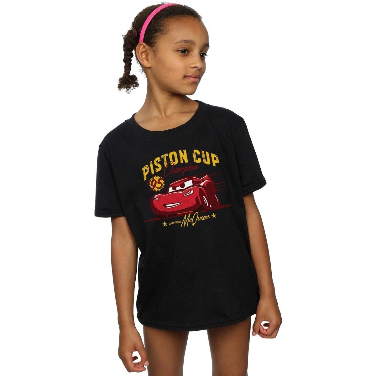 Vêtements Fille T-shirts manches Icon Disney Cars Piston Cup Champion Noir