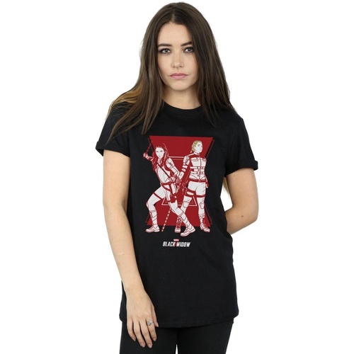 Vêtements Femme T-shirts manches longues Marvel Black Widow Movie Sisters Silhouette Noir