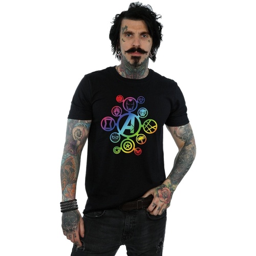 Vêtements Homme T-shirts manches longues Marvel Avengers Infinity War Rainbow Icons Noir
