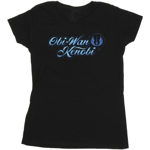 Vêtements Femme T-shirts manches longues Disney Obi-Wan Kenobi Ribbon Font Noir