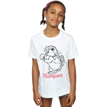 Vêtements Fille T-shirts manches longues Disney Bambi Thumper Line Drawing Blanc