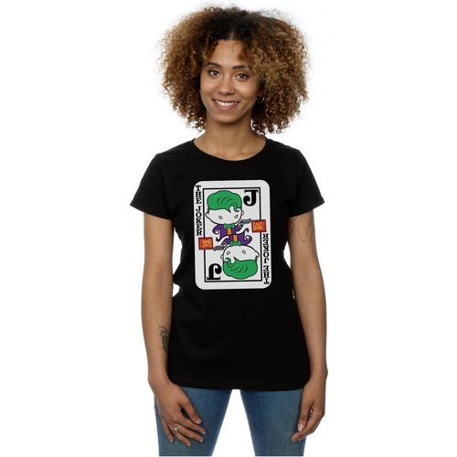 Vêtements Femme T-shirts manches longues Dc Comics Chibi Joker Playing Card Noir