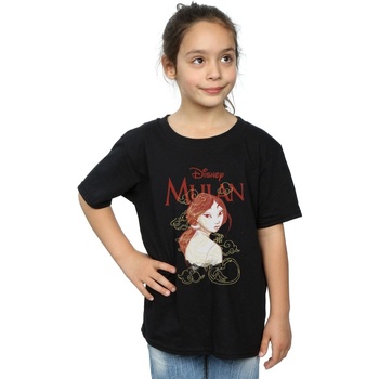 Vêtements Fille T-shirts manches longues Disney Mulan Dragon Sketch Noir
