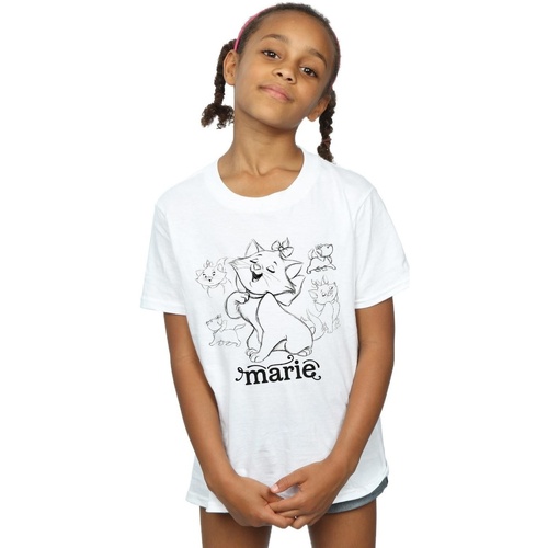 Vêtements Fille T-shirts manches longues Disney Marie Collage Sketch Blanc