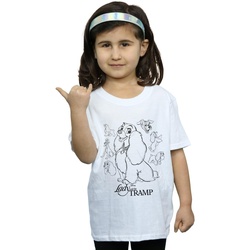Vêtements Fille T-shirts manches longues Disney Lady And The Tramp Collage Sketch Blanc
