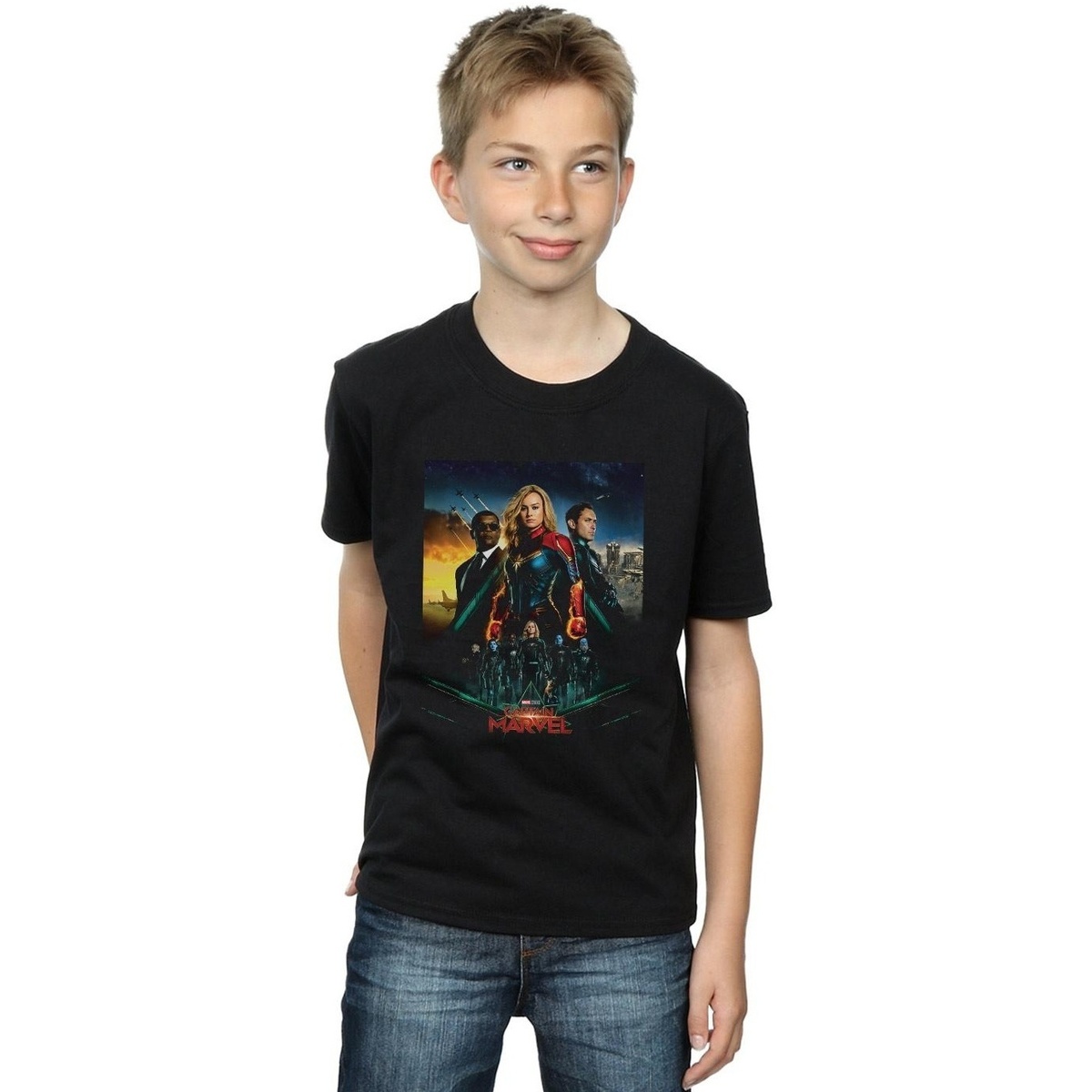 Vêtements Garçon T-shirts manches courtes Marvel Captain  Movie Starforce Poster Noir