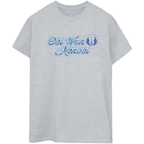 Vêtements Femme T-shirts manches longues Disney Obi-Wan Kenobi Ribbon Font Gris
