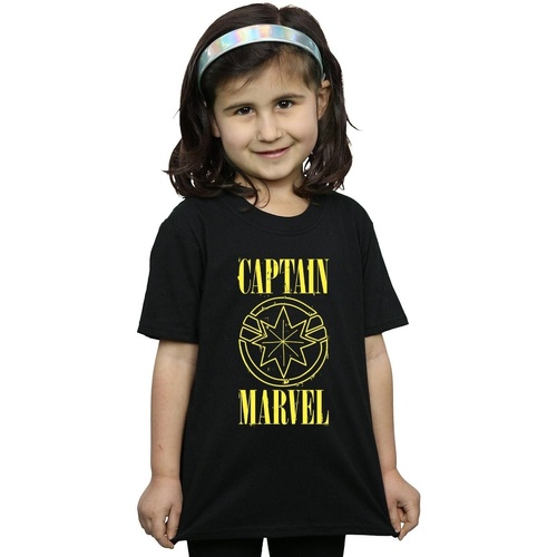 Vêtements Fille T-shirts manches longues Marvel Captain  Grunge Logo Noir
