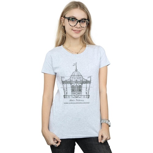 Vêtements Femme T-shirts manches longues Disney Mary Poppins Carousel Sketch Gris