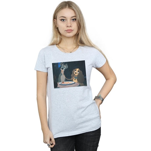 Vêtements Femme T-shirts manches longues Disney Lady And The Tramp Spaghetti Slurp Gris