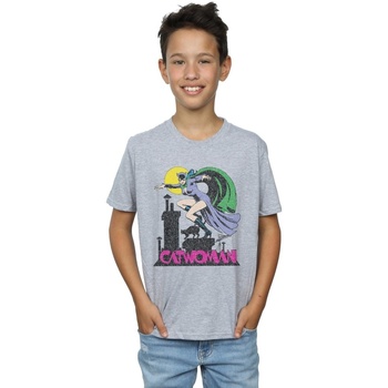 Vêtements Garçon T-shirts manches courtes Dc Comics Catwoman Crackle Logo Gris