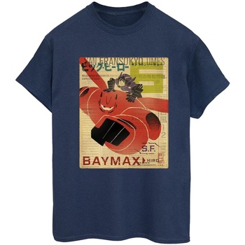 Vêtements Femme T-shirts manches longues Disney Big Hero 6 Baymax Flying Baymax Newspaper Bleu