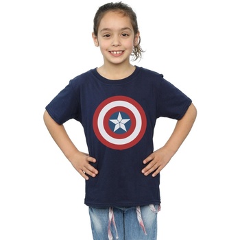 Vêtements Fille T-shirts manches longues Marvel Captain America Civil War Shield Bleu