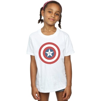 Vêtements Fille T-shirts manches longues Marvel Captain America Civil War Shield Blanc