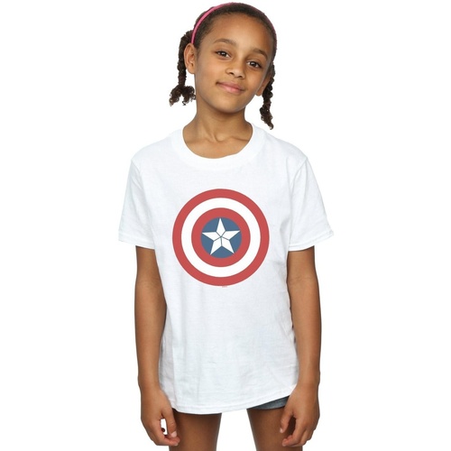 Vêtements Fille T-shirts manches longues Marvel Captain America Civil War Shield Blanc