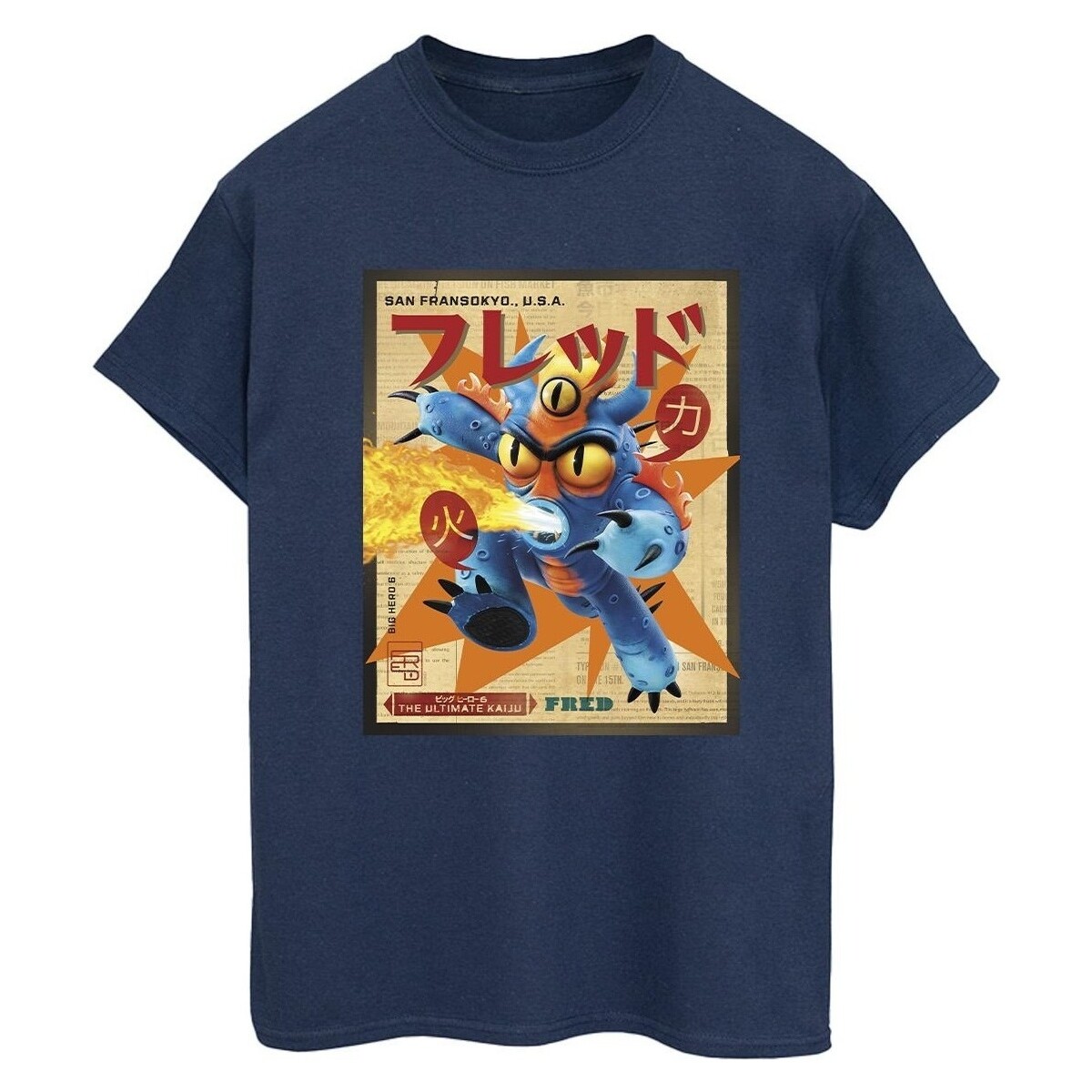 Vêtements Femme T-shirts manches longues Disney Big Hero 6 Baymax Fred Newspaper Bleu
